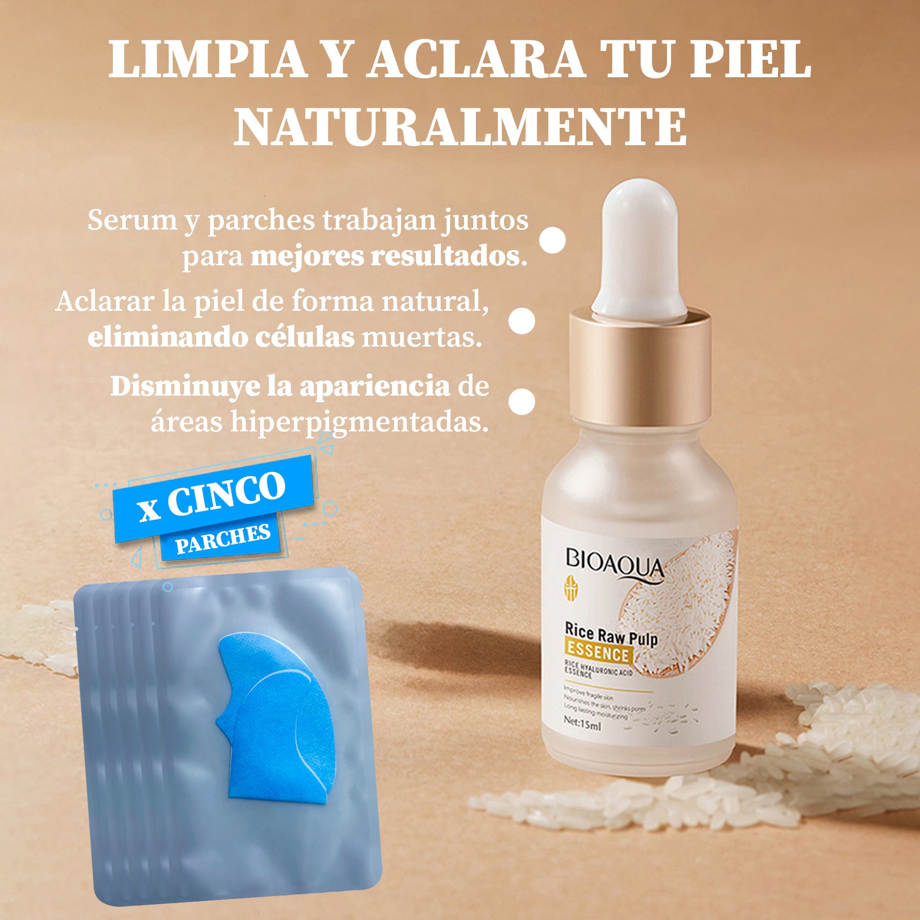 Serum Arroz Bioaqua + Parches Hid X5